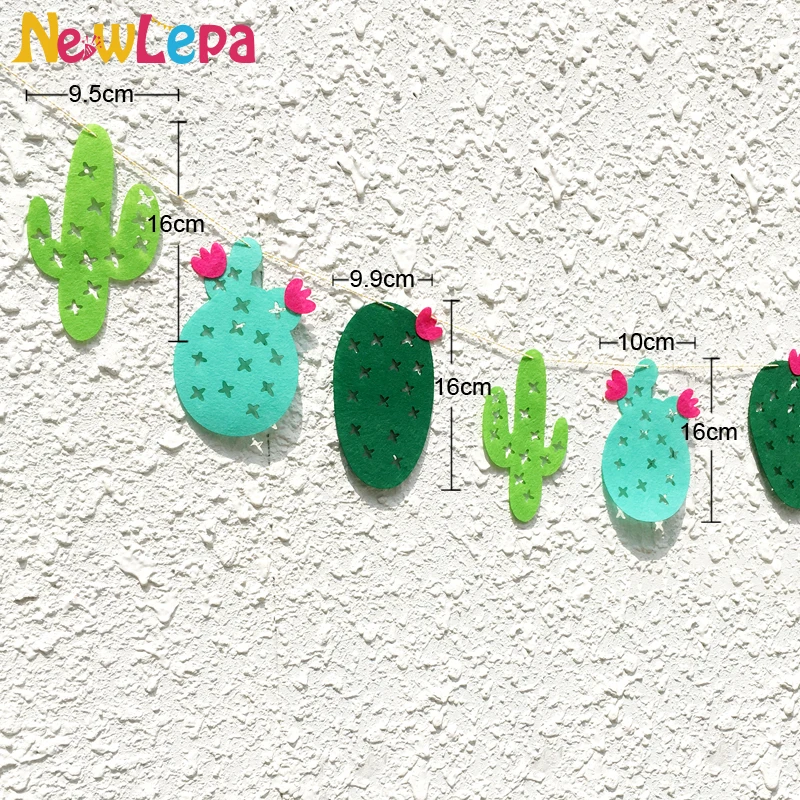 Веселая зеленая тропическая гирлянда из нетканого материала с кактусами баннер