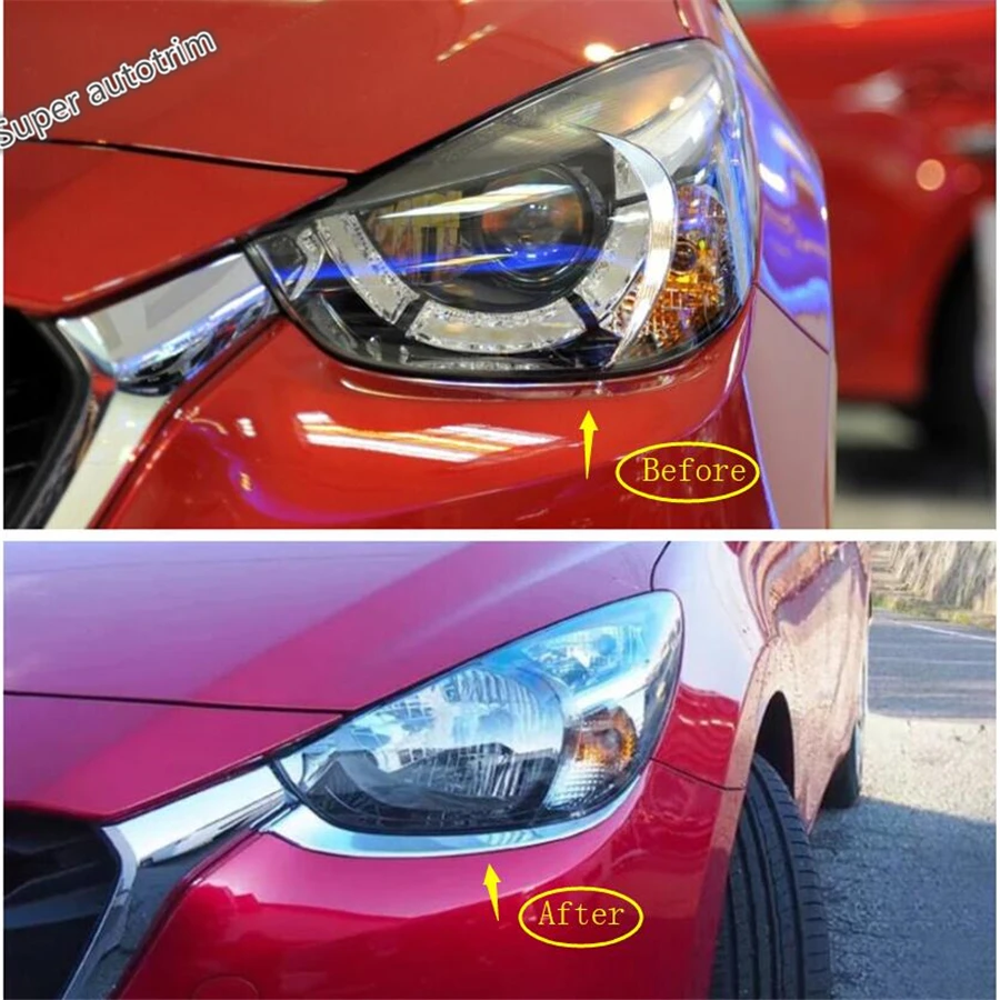 Lapetus передние фары лампы для век брови полосы крышка отделка Подходит Mazda 2 Demio 2015