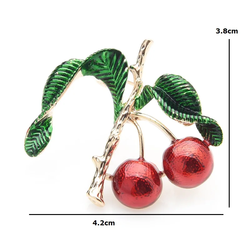 Wuli&ampbaby Red Cherry Enamel Brooches For Women And Men Metal Fruits Plants Weddings Brooch Pins Women's Hats Bags Accessories |