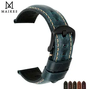 Ремешок MAIKES из вощеной кожи в стиле ретро, аксессуары для наручных часов, браслет для Panerai MIDO, 20 мм 22 мм 24 мм 26 мм