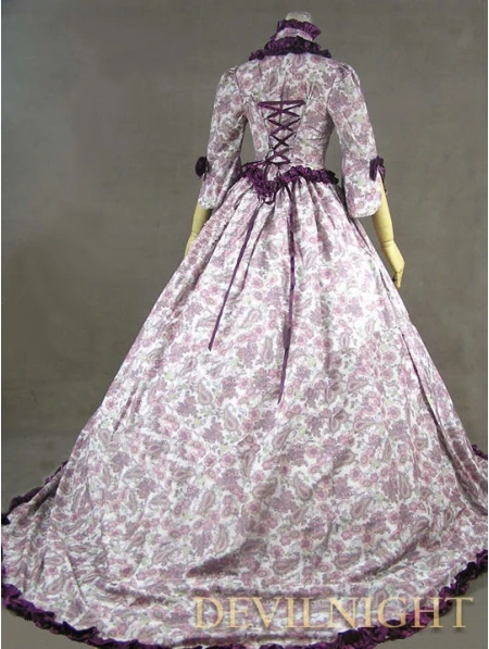 Фиолетовое платье Marie Antoinette с цветочным рисунком в викторианском стиле/бальное