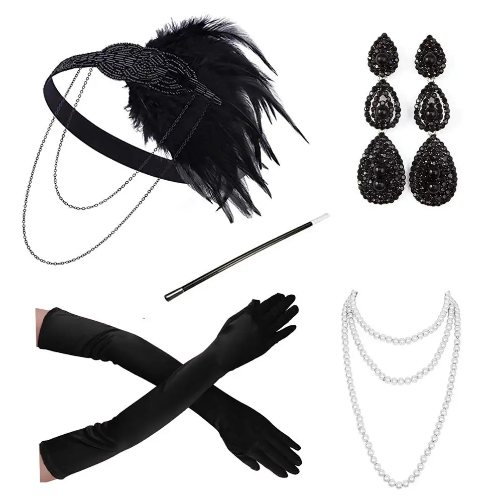 Набор аксессуаров для женщин 1920-х Гэтсби повязка на голову с хлопушкой костюма |