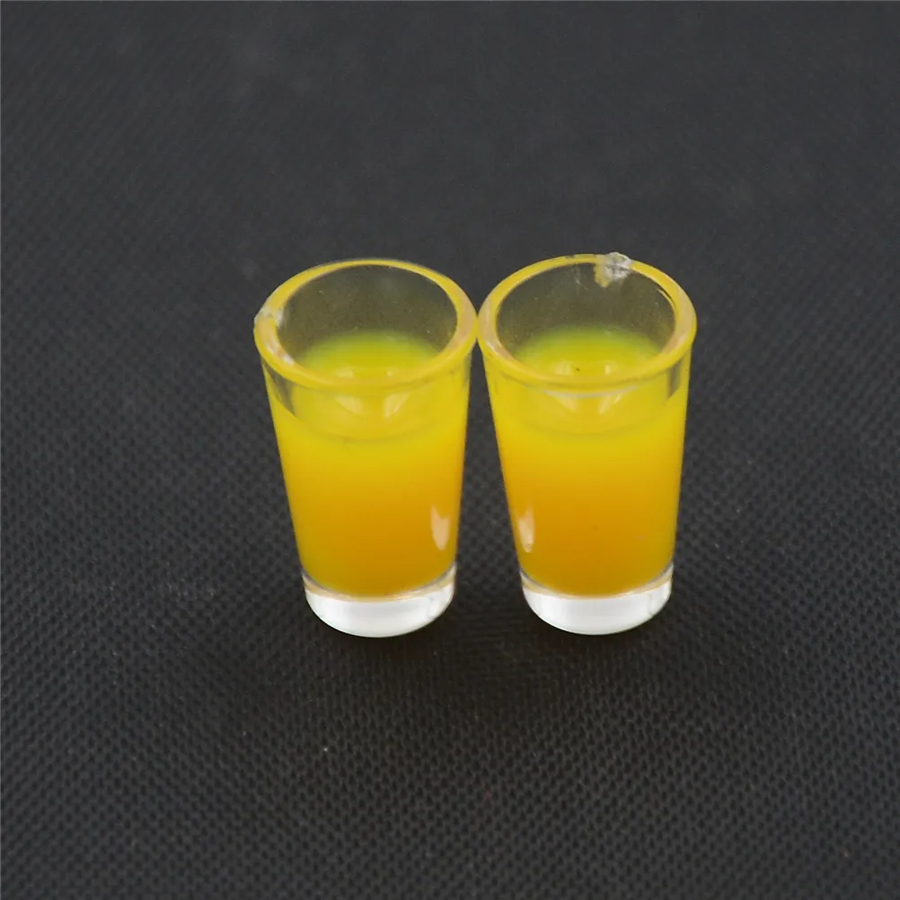 

2Pcs 1:12 Dollhouse Miniature Doll house Accessories Cups Toy Orange Fruit Juice Decoration Gifts Mini Resin Water Cup
