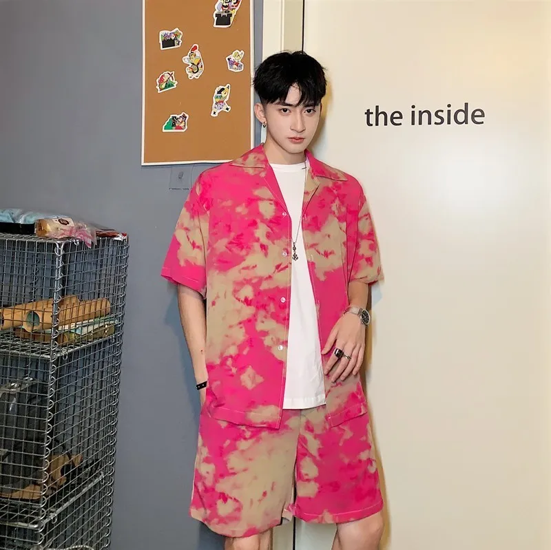 Мужская рубашка с коротким рукавом и шорты на заказ повседневный костюм из двух