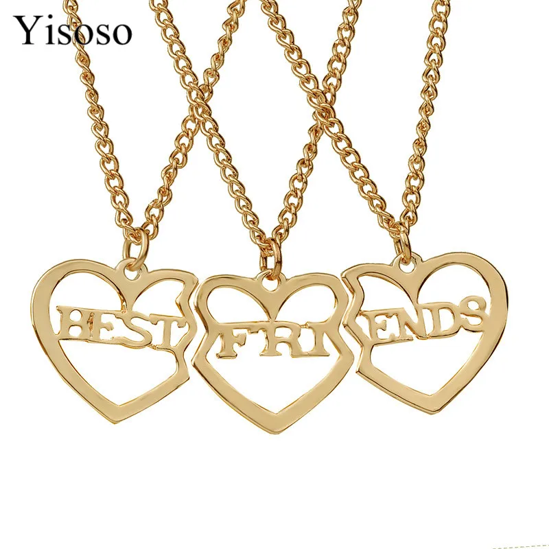 Yisosos 3 шт./лот ожерелье с надписью Best Friend розовое золото/серебристый цвет подвеска