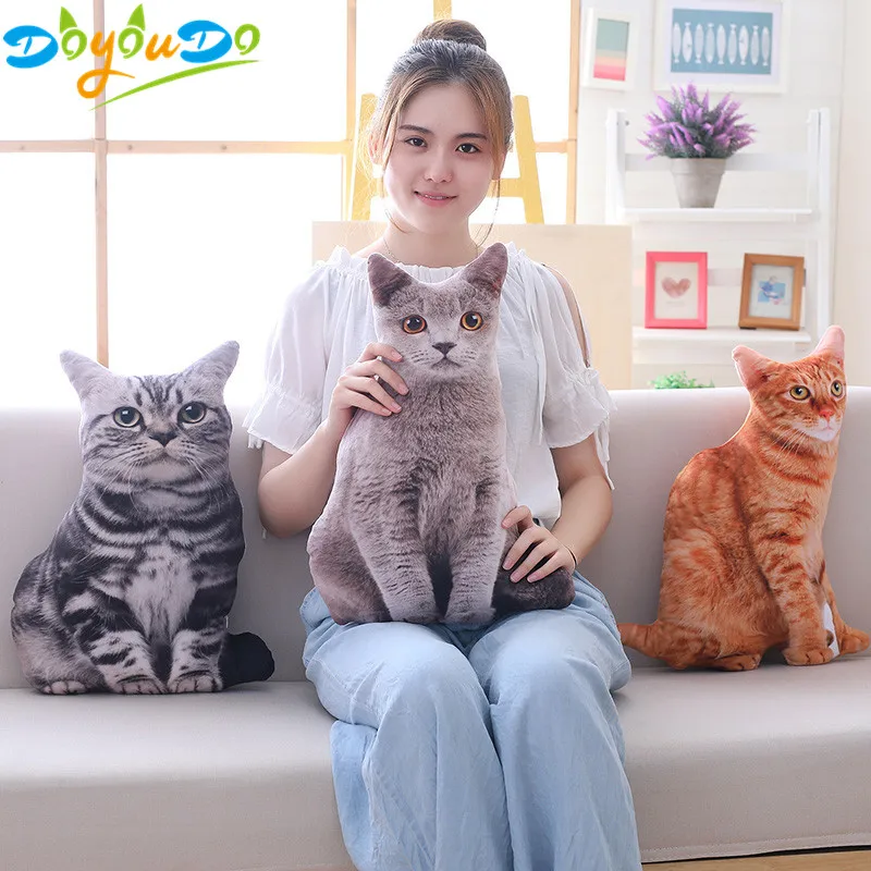

1pcs 50cm Soft 3D Simulation Stuffed Cat Toys Sofa Pillow Cushion Cute Plush Animal Cat Dolls Toys Gifts