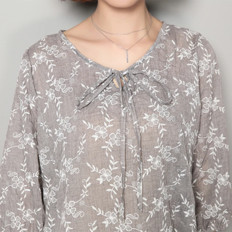 Осенние женские блузки и топы 2018 свободная льняная хлопковая блузка туника