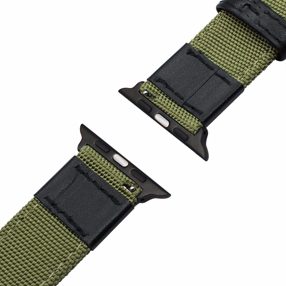 Холст нейлон и кожаный ремешок для наручных часов iWatch версия Apple Watch SE 38 мм 42 40 44