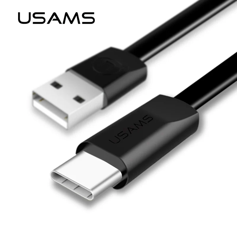 USAMS Быстрая зарядка usb type C кабель для One Plus 6 плоский USB зарядное устройство samsung Galaxy