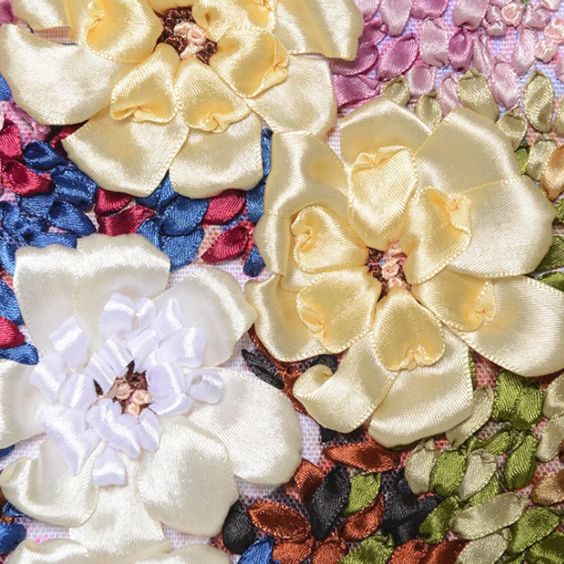 65X65cm Цветы DIY 3d вышивания крестиком работа иголкой незаконченная вышивка лентой