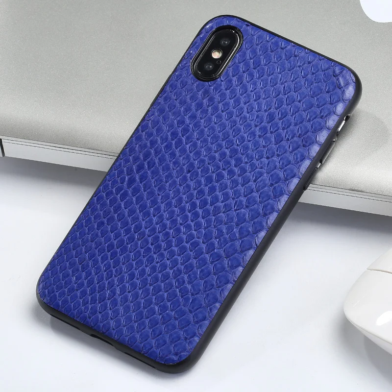Чехол из натуральной кожи питона для Apple iPhone 11 11 Pro 11 Pro Max 6s 6 7 8 Plus X XS XR XS max Snakeskins Роскошная задняя крышка - Цвет: Blue