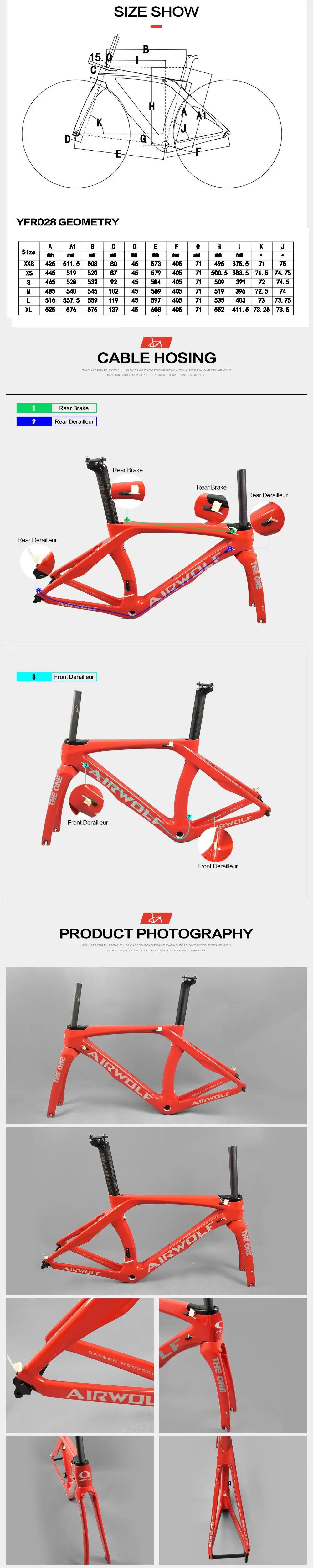 Airwolf полный toray T1100 карбоновая рама для велосипеда telaio bici da corsa carbonio avaliable BSA/PF30/BB30 принимаем OEM Раскрашенная оправа углерода