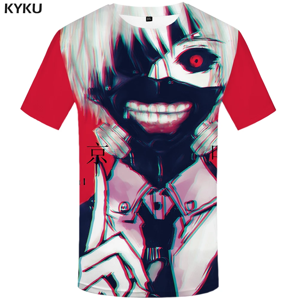 Бренд KYKU футболка Tokyo Ghoul Мужская черная с принтом из мультфильма японские