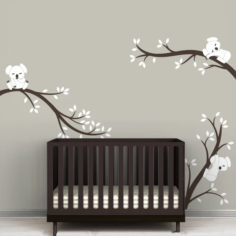 Фото Съемный Коала на ветках дерева наклейки для стен своими руками Детские винилы