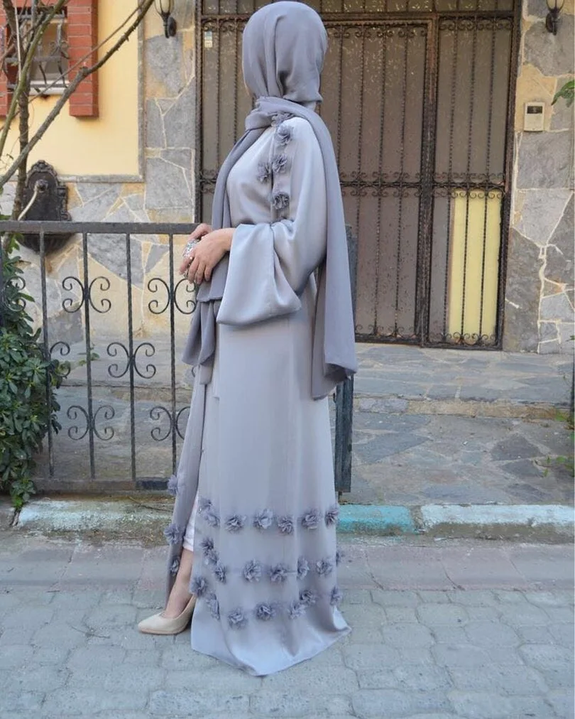 Элегантное мусульманское abaya арабское турецкое платье кардиган с аппликацией в