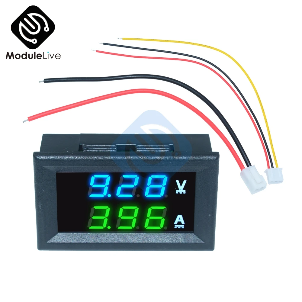 

0.56inch Mini Digital Voltmeter Ammeter DC 100V 10A Panel Amp Voltage Current Meter Tester 0.56" Blue Green Dual LED Display