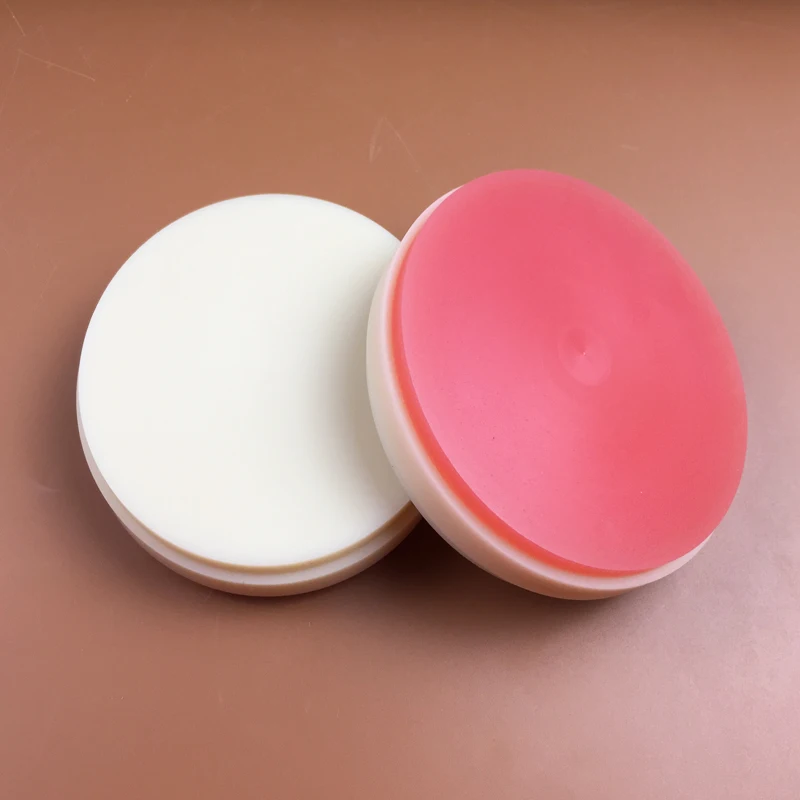 3 Pcs OD98*20/22mm Dental Lab Materials PMMA Blocks A2 with PINK 2-color for CAD/CAM Wieland System Disk Blanks |