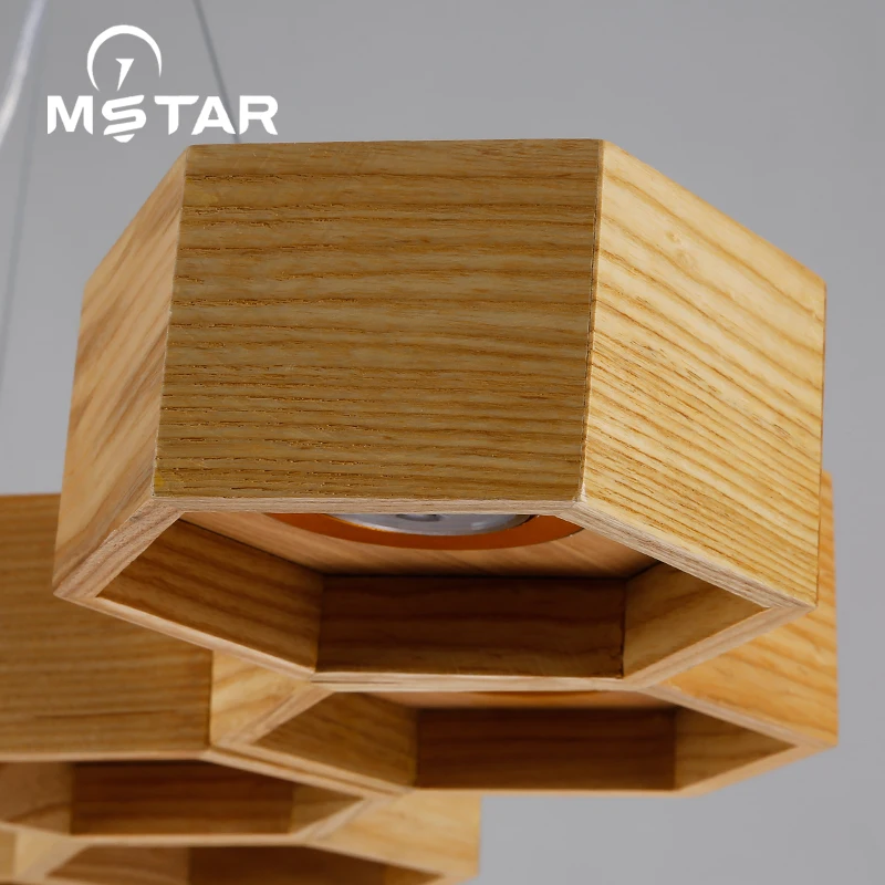 Скандинавский художественный индивидуальный деревянный подвесной светильник с