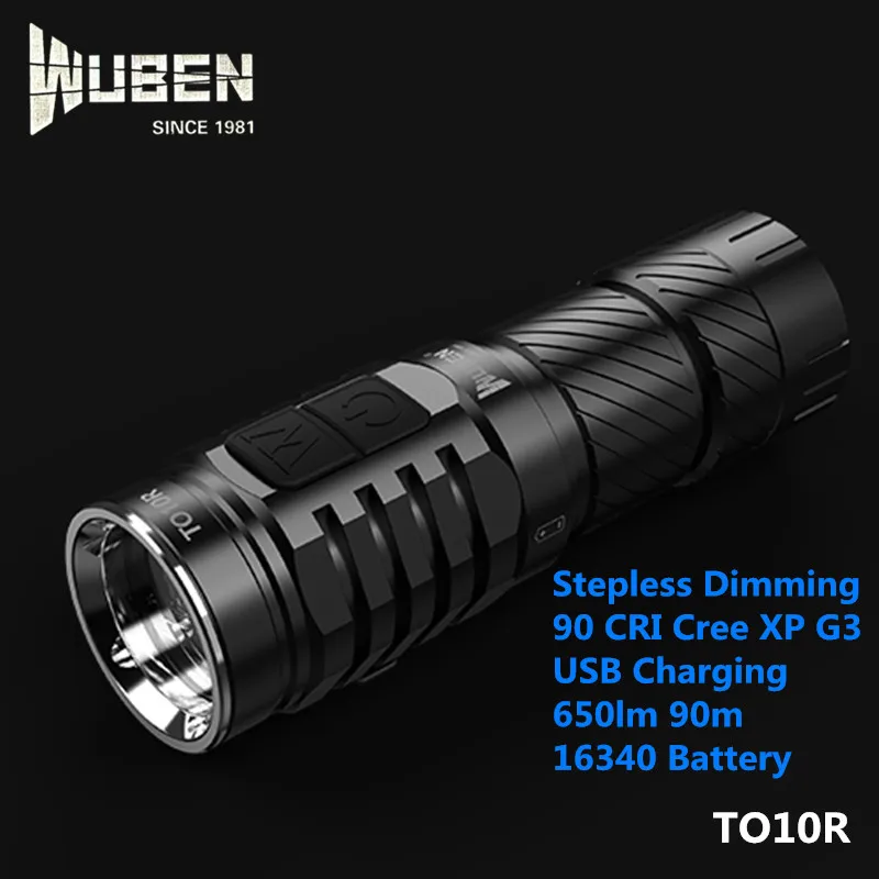 Wuben TO10R высокая CRI Плавная затемнение факел свет кабель зараядки USB Магнитный 16340