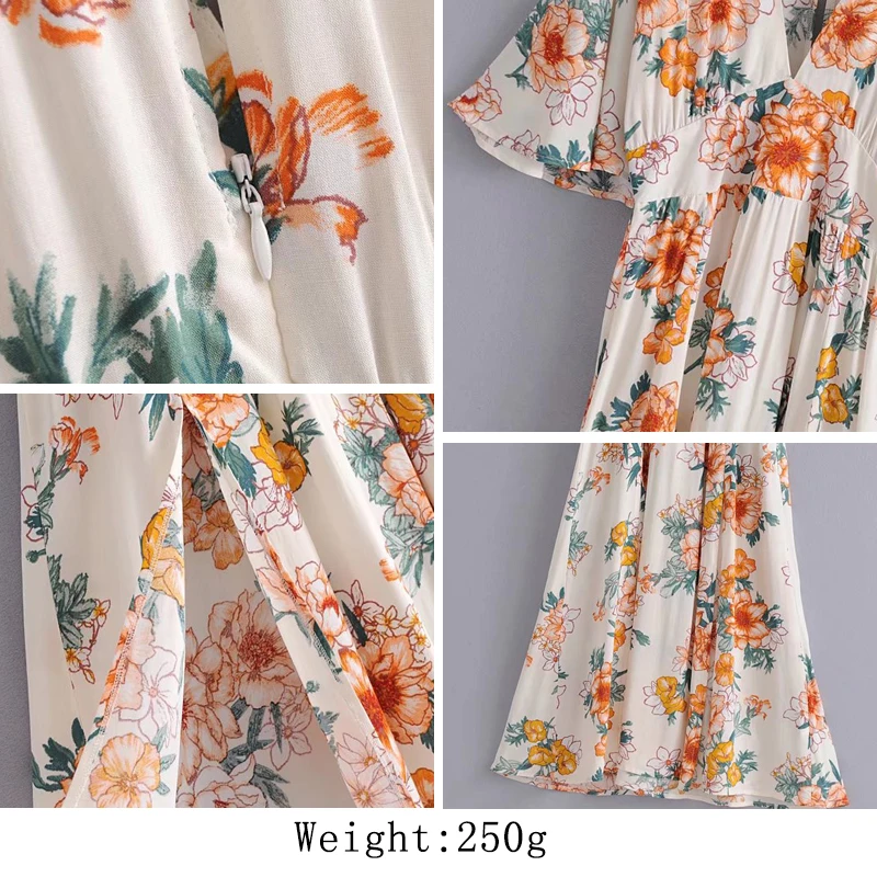 Женское платье с цветочным принтом Heydress повседневное хлопковое v-образным