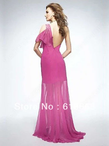 LP0068 Unique New Design Elegant One Shoulder Long Prom Party Dresses With Crystal Parfum Evening dress Chiffon Sexy&ampHot 2014 | Свадьбы и