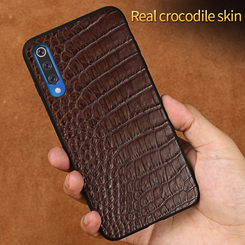 Роскошные настоящие чехлы из крокодиловой кожи для Xiaomi mi 9 9T Pro 9SE 8 Lite A3 Note 10 чехол для Red mi Note 8 pro 8T note 7 4x5 Plus