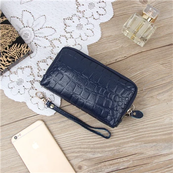 new dark blue Кошелек женский Для женщин кошелек кожа коровы монета держатель карты деньги клип Длинные телефон сцепления Мода г. карман для наличных женский кошелек сумка женская - Цвет: new dark blue