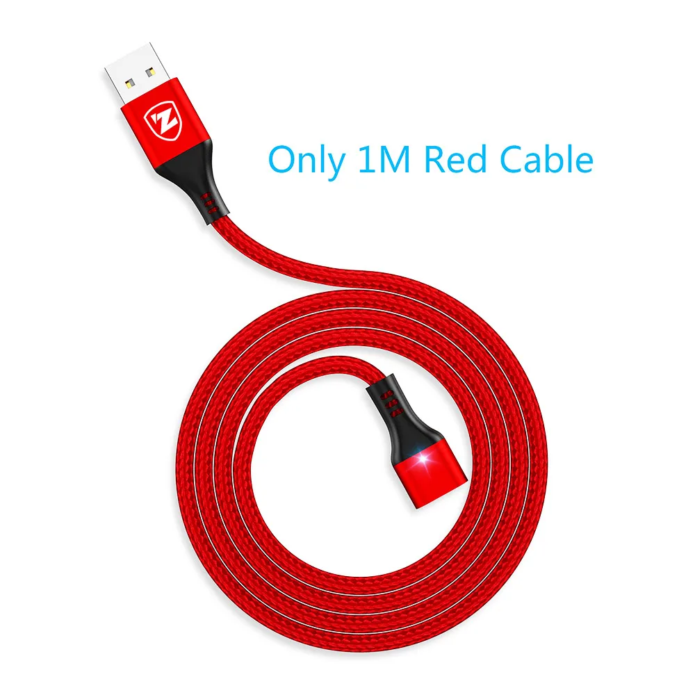 ZRSE Магнитный Micro USB кабель для samsung S7 J7 Microusb СВЕТОДИОДНЫЙ Магнитный зарядный кабель для Xiaomi Redmi 4X 3A провод для быстрой зарядки - Цвет: CableRed