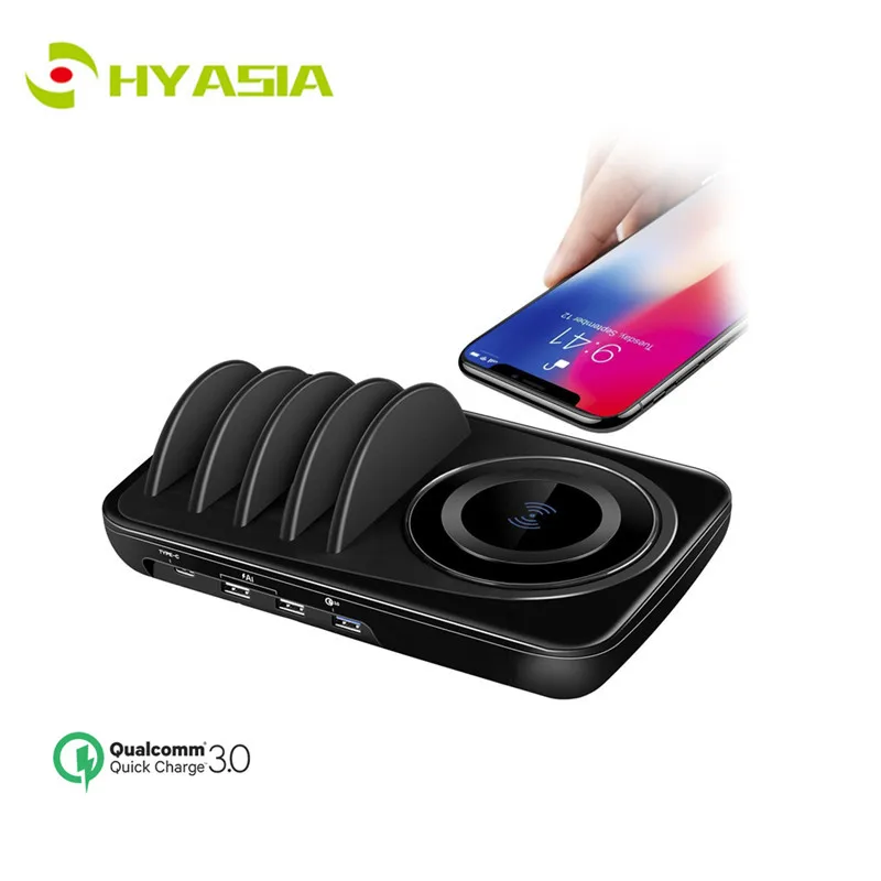 HYASIA UFO Qi Беспроводное зарядное устройство для зарядки iPhone samsung huawei xiaomi адаптер зарядка QC3.0 Мобильная зарядная станция для телефона