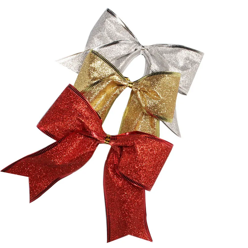 Большой красный серебристый золотой Рождественский бант рождественская елка