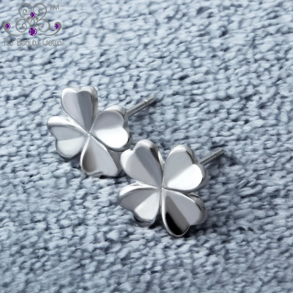 Женские серьги гвоздики из серебра 925 пробы с 4 листьями|small stud earrings|stud earringsstud earrings