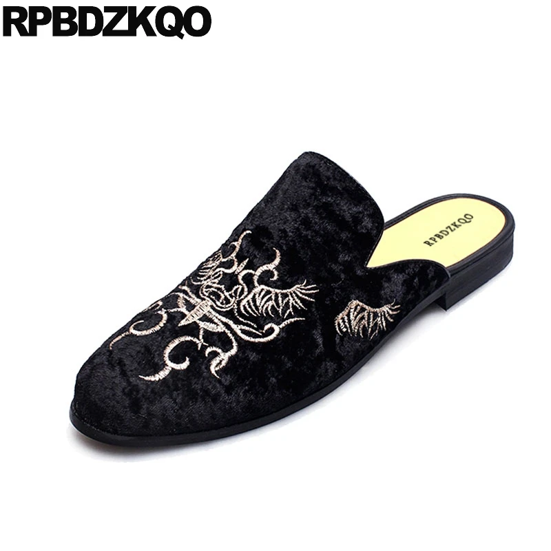 Slip On Embroidery Fashion Animal Print Rubber Sole Comfort Velvet Casual Shoes Men Designer 2021 Black Mules Stylish Flats | Обувь