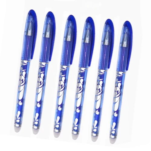 6Pcs blue pen 0,5 мм стираемая ручка, набор, моющаяся ручка, синие/черные чернила, гелевая ручка для офиса, школы, канцелярские принадлежности, ручка, инструмент для письма, подарок - Цвет: 6Pcs blue pen