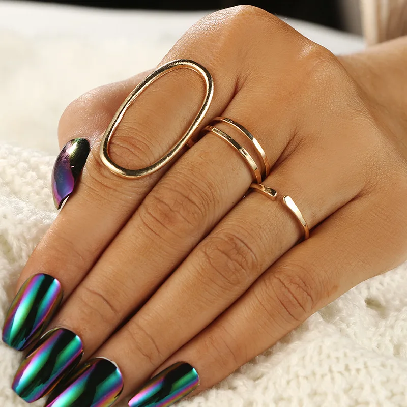 4 шт./компл. простое стильное геометрическое кольцо на палец для женщин полое