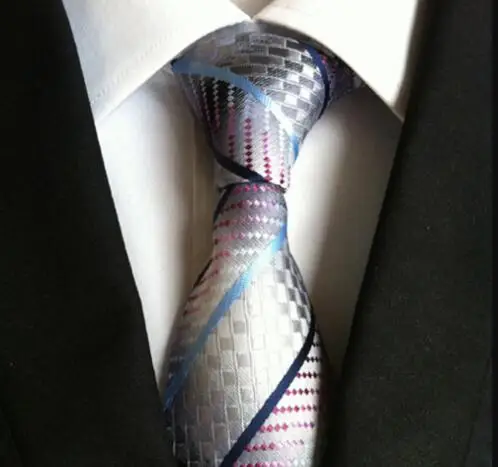 

2017 Brand New Design Ties 8cm Fashion Formal Check Neck tie High Quality Gentlemen Woven Gravatas for Husband