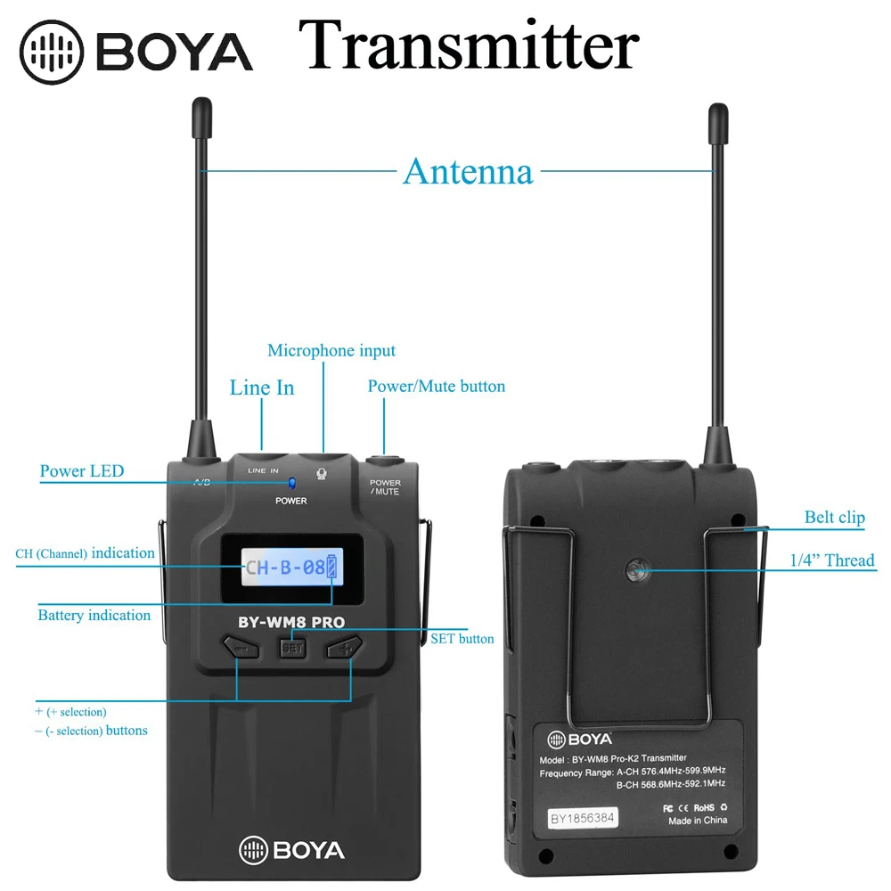 BOYA BY-WM8 Pro K1/K2 Mic Condenser Wireless Microphone System Audio Video Recorder Receiver for Canon Nikon Sony Camera | Электроника