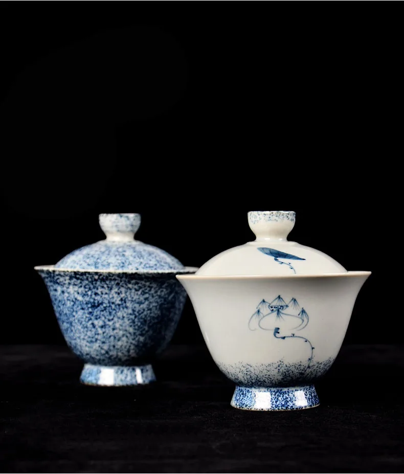 150 мл Цзиндэчжэнь синий и белый фарфор Лотос Gaiwan винтажный чайный набор кунг-фу Мастер чашка чая, Кружка чайник и блюдце чайник