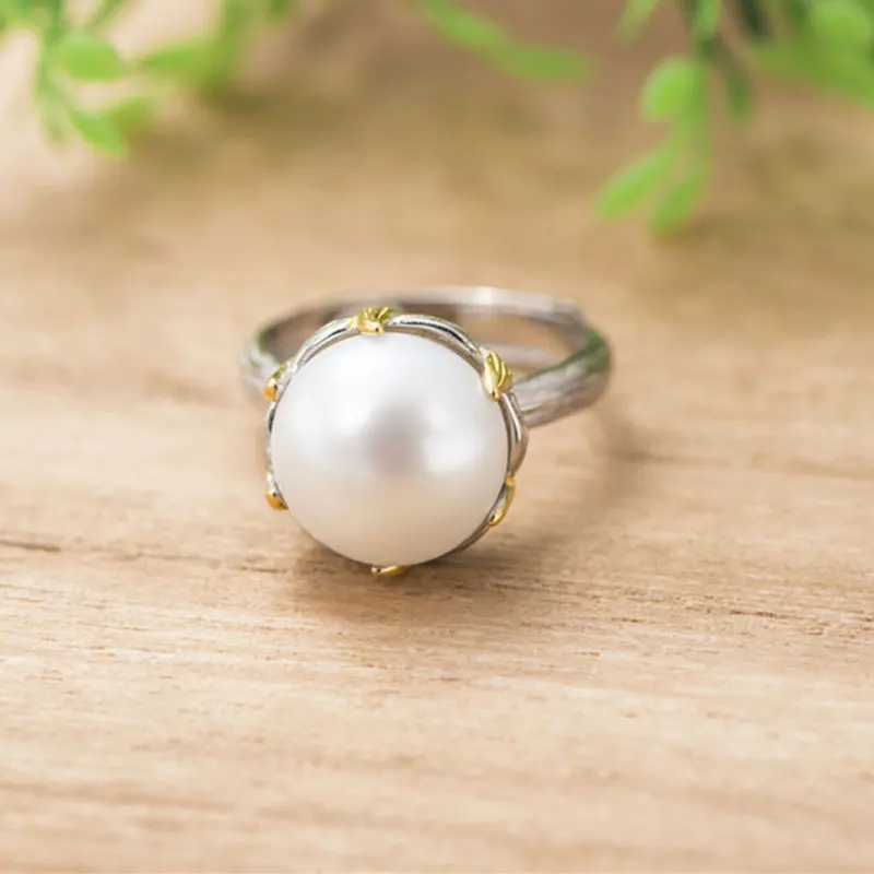 RADHORSE 925 Silver Rings for Women Fine Jewelry Pearl Concise Modeling Sterling Ring Adjustable | Украшения и аксессуары