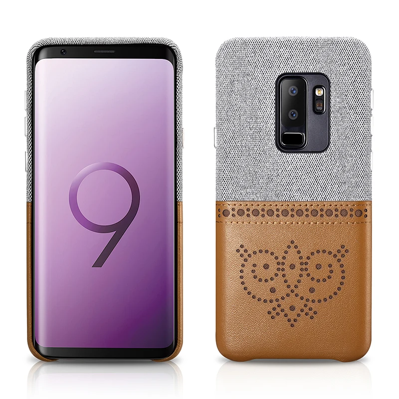 XOOMZ для samsung Galaxy S9 Plus искусственная кожа+ ткань чехол для телефона для samsung Galaxy S9 плюс броги Slim карт слот задняя крышка