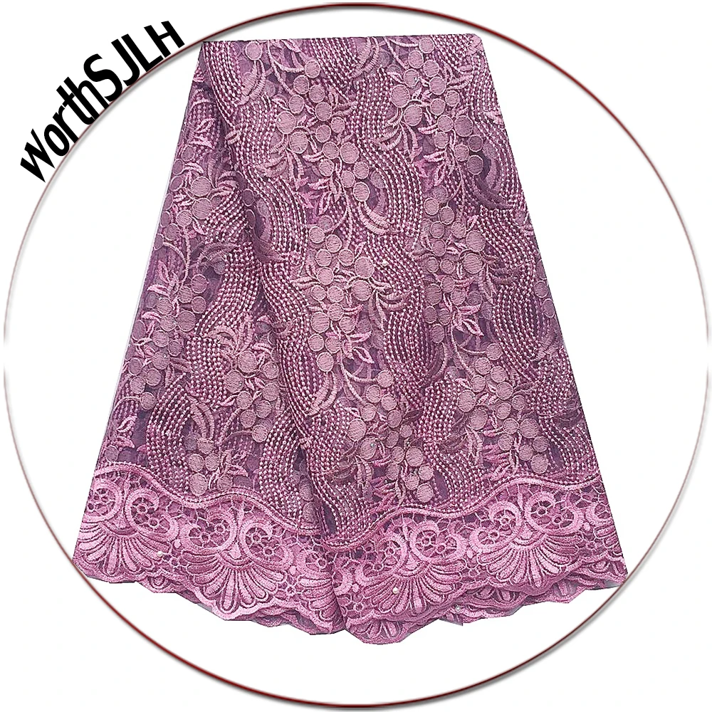 Aso Ebi африканская кружевная ткань 2019 высокое качество сиреневое белое