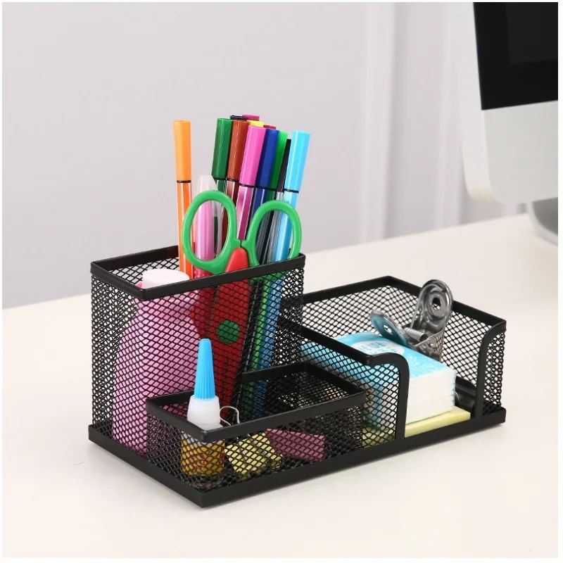 Office Supplies Stationery Pencil Pen Holder Mesh Table Desk Organizer Storage Case pink green blue black
