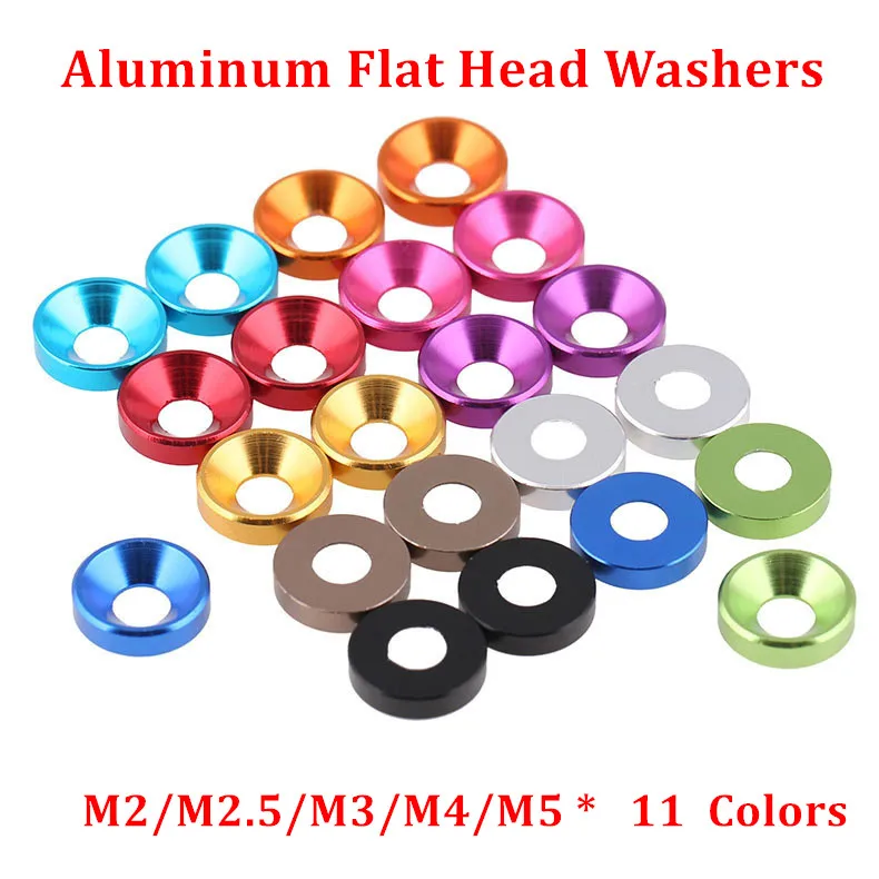  - 50pcs M2 M2.5 M3 M4 M5 M6 Aluminum Alloy Countersunk Head Washers for Flat Head Screw Bolt Gasket Aluminum Cone Washer Anodized