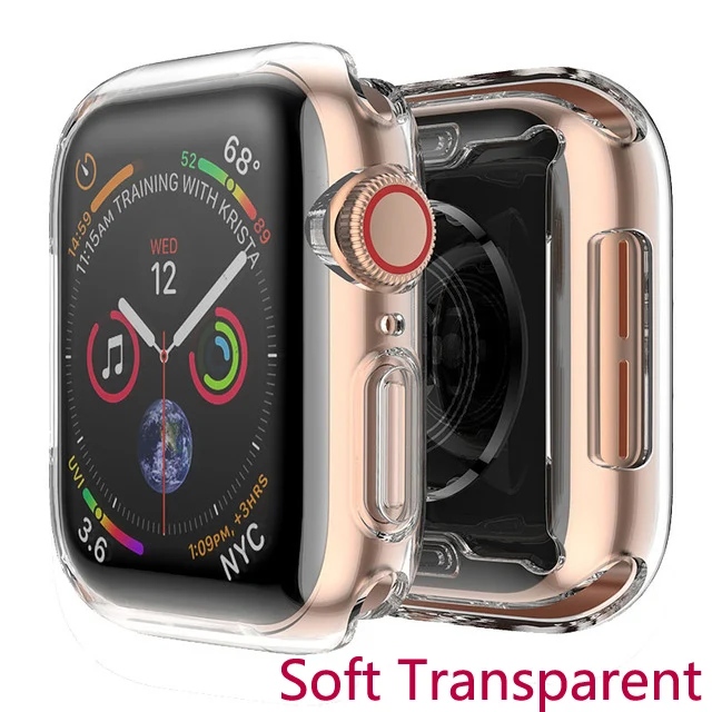 Soft Transparent Защитный чехол для Apple Watch band 4 3 iwatch 42 мм 44 мм 38 40 мм ударопрочный корпус Защитная рамка аксессуары - Цвет ремешка: Soft Transparent