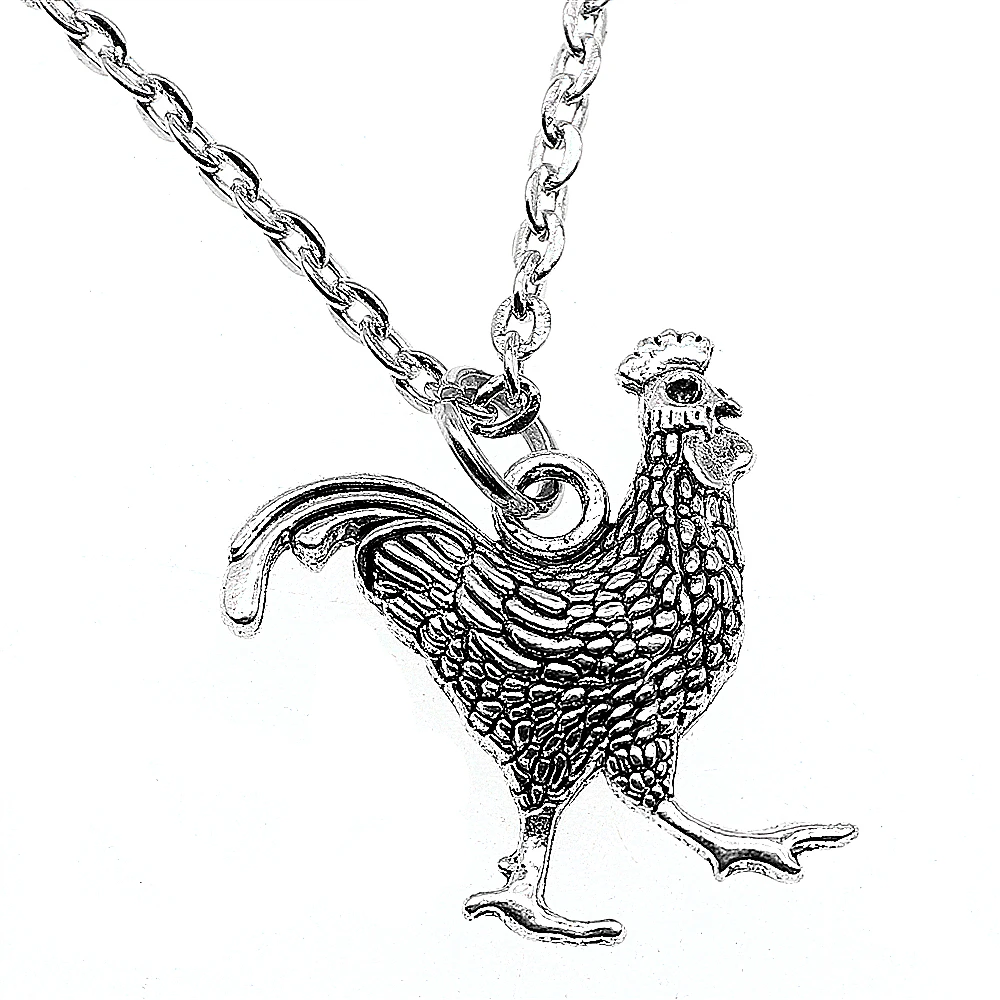 3 Pcs 24x22mm Double-Sided Cock Necklace Pendant For Women Jewelry Chain Fashion Antique Silver Color | Украшения и аксессуары
