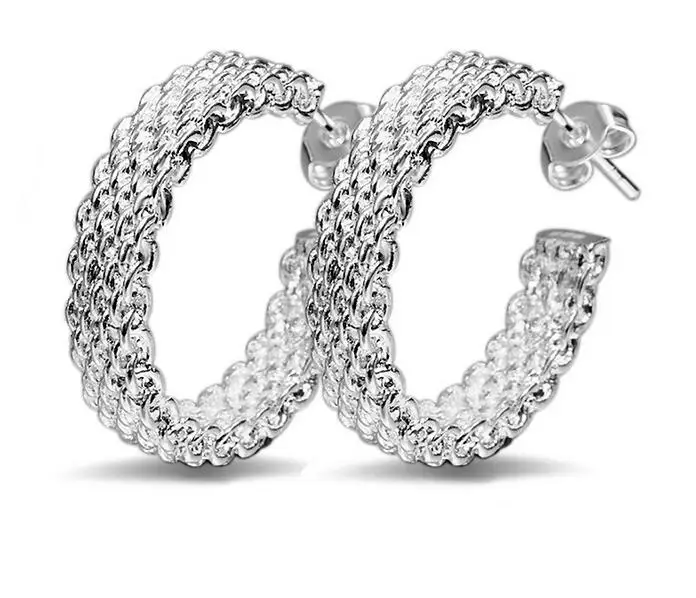 

925 Sterling Silver Fashion Exquisite Elegance Weave Earrings For Women Sterling-silver-jewelry Oorbellen Brincos VES6512