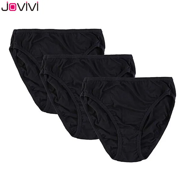 3pcs Black Same Size Jovivi, новинка, 3 шт./упаковка, женские, дамские, размера плюс, удобные, короткие трусики, нижнее белье, трусики, есть 6 цветов на выбор - Цвет: 3pcs Black Same Size
