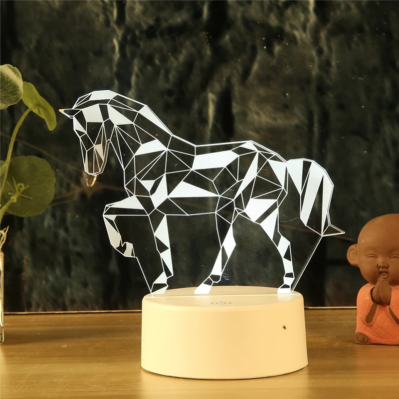 Ночник с 3d подсветкой Sky Horse настольная лампа сенсорным светодиодным индикатором