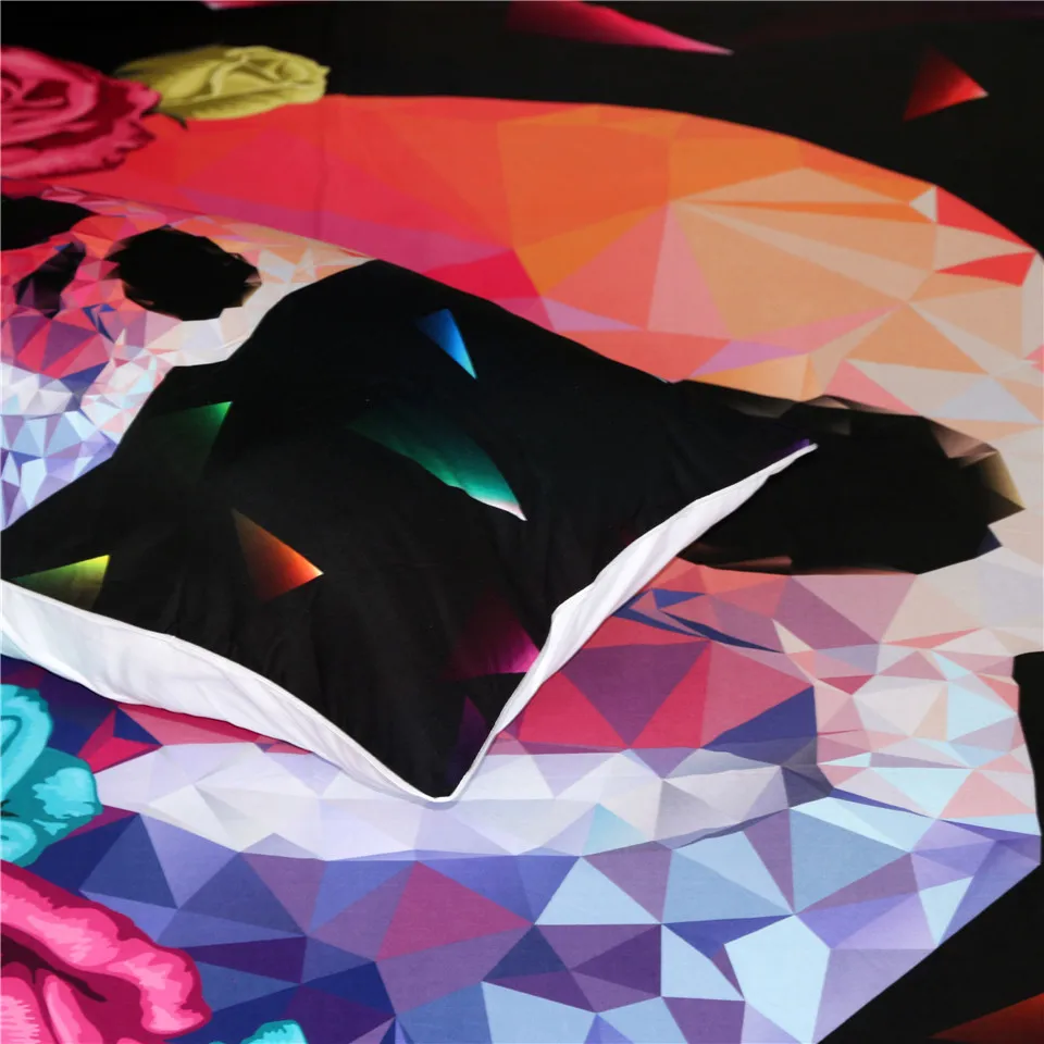 Постельные принадлежности, Комплект постельного белья с геометрическим черепом, набор пододеяльников с розами, набор постельного белья в готическом стиле, цветной стильный Домашний текстиль из 3 предметов