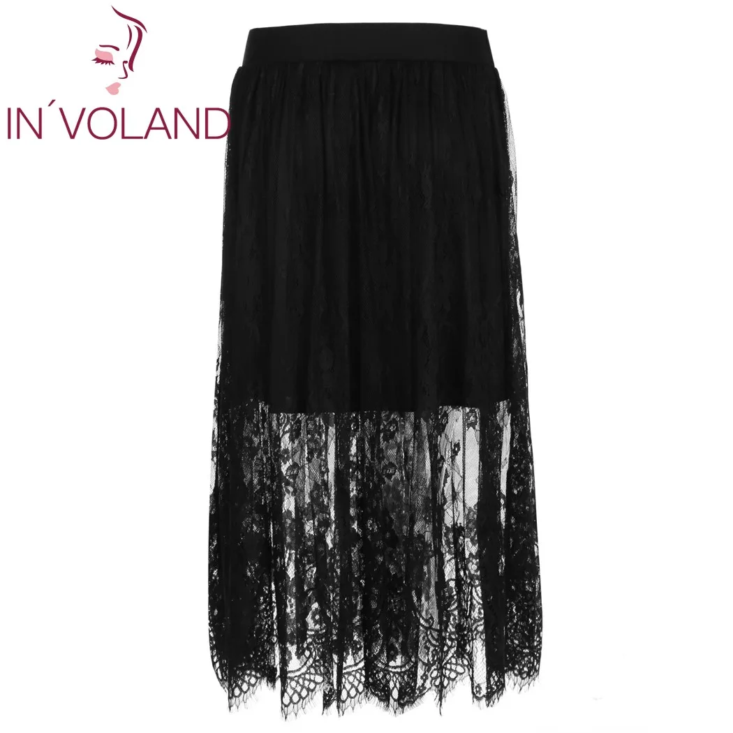 IN'VOLAND Женская юбка большого размера однотонная эластичная резинка на талии