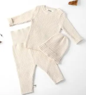 beige MILANCEL/комплект одежды для малышей; вязаная одежда для маленьких девочек; одежда для маленьких мальчиков; шапка; свитер и брюки; Комплект для малышей; Эксклюзивная одежда для детей - Цвет: beige